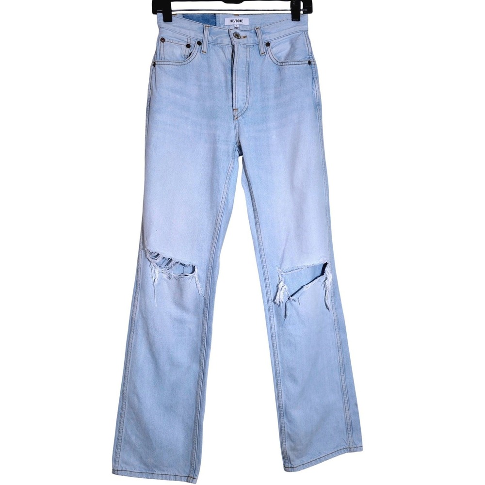 RE/DONE Originals 90s High Rise Loose Jeans Size 24 Bleach Destroy EUC - Picture 6 of 14